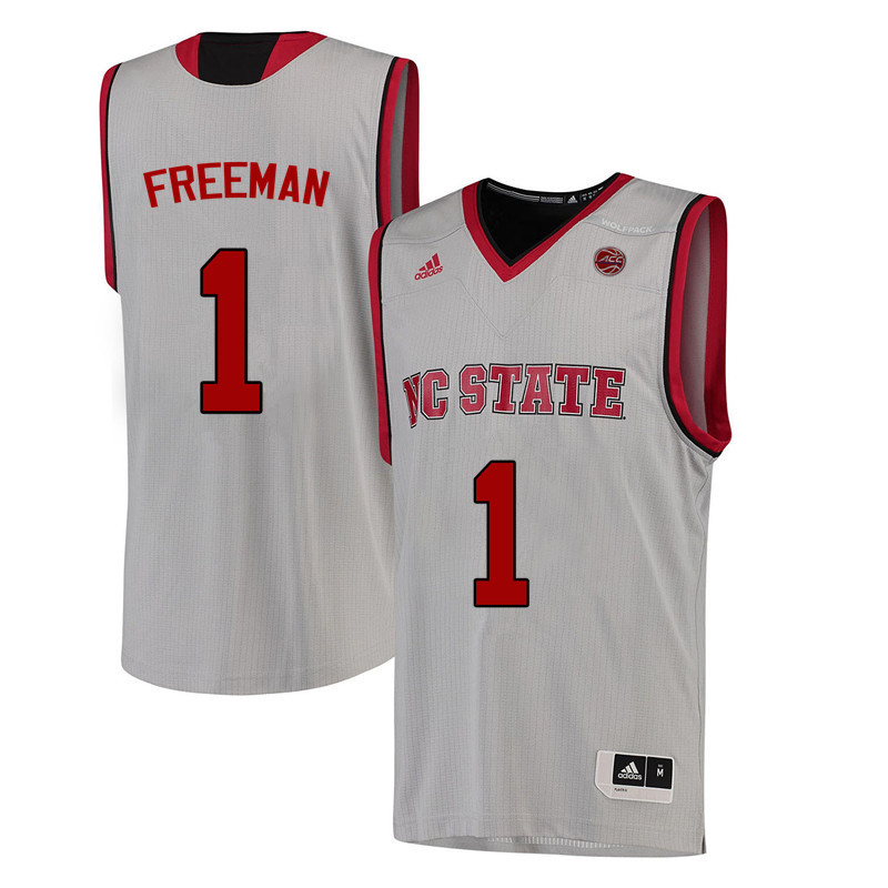 Men NC State Wolfpack #1 Lennard Freeman College Basketball Jerseys-White - Click Image to Close